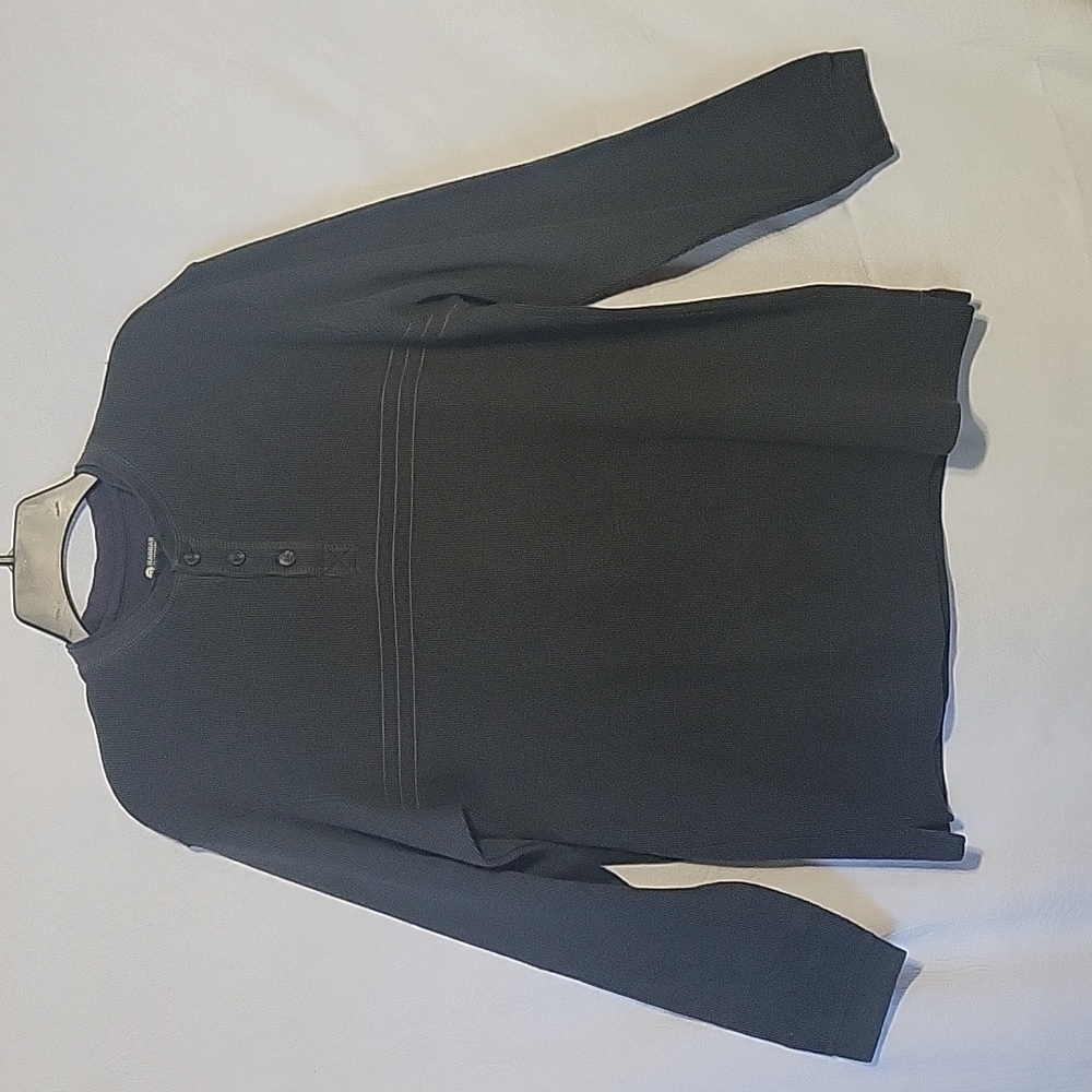 Haggar Men's Dark Green Textured  Twofer Crewneck Henley Size M
